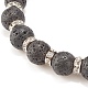 Bracelet extensible en pierre de lave naturelle avec des perles de strass en cristal BJEW-JB08191-02-4