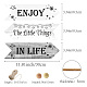 CREATCABIN 3 Pieces Wooden Enjoy the Little Things in Life Sign Wood Arrow Hanging Plaque Wall Decor Farmhouse Rustic Kitchen with Hole for Home Dining Living Room(Dark Gray Color) AJEW-WH0349-008-2