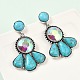 Серьги-гвоздики из сплава синтетической бирюзы EJEW-U053-04A-AS-3