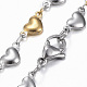 Set di gioielli a due anelli in acciaio inossidabile con catena a cuore X-SJEW-H103-12GP-4