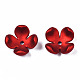 ゴム引きスタイルの不透明なアクリルビーズキャップ  4花びら  花  暗赤色  16.2x14.3x6.9mm  穴：1.9mm X-ACRP-T010-03-2