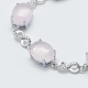 Natural Rose Quartz Link Chain Bracelets BJEW-G595-A07-3