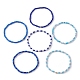 Set di braccialetti elasticizzati con perline di ottone e semi di vetro da 6 pezzo BJEW-JB09538-03-3