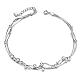 SHEGRACE 925 Sterling Silver Anklet with Triple Layered Chain and Beads JA69A-1