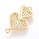 Brass Micro Pave Cubic Zirconia Heart To Heart Links ZIRC-L068-20G-2