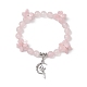 Браслеты с подвесками из натурального розового кварца с круглыми бусинами BJEW-TA00615-03-2