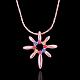 Classic Real Rose Gold Plated Eco-Friendly Tin Alloy Colorful Rhinestone Flower Pendant Necklaces For Women NJEW-BB13829-01-2