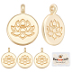 Beebeecraft 1 Box 20Pcs Lotus Flower Charms 18k Gold Plated Tibetan Style Flat Round Flower Pendant Beads for DIY Necklace Bracelet Earrings FIND-BBC0001-11-1