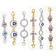 SUPERFINDINGS 6Pcs Alloy Extender Chain with Double Lobster Clasp Evil Eye Infinity Extender Locking Clasps Rhinestone Necklace Bracelet Extender Connector for Jewelry Making FIND-FH0007-63-1