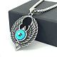 Винтажные готические ожерелья из нержавеющей стали с подвеской в виде голубого глаза с крыльями для мужчин HQ9995-2