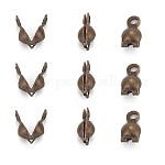 Iron Bead Tips, Calotte Ends, Clamshell Knot Cover, Nickel Free, Antique Bronze, Size: about 7.5mm long, 4mm wide, 3mm inner diameter, hole: 1mm