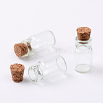 Botellas de vidrio, con tapón de corcho, contenedores de abalorios, deseando botella, Claro, 18x10mm, tapón de madera: 6-7x6~6.5 mm, capacidad: 1.5ml (0.05 fl. oz), cuello de botella: 7 mm de diámetro
