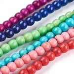 Chapelets de perles en turquoise synthétique, teinte, ronde, couleur mixte, 6mm, Trou: 1.2mm, Environ 67 pcs/chapelet, 15.75 pouce