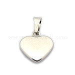 Trendy 304 Stainless Steel Blank Heart Pendants, Stainless Steel Color, 17x17x3.5mm, Hole: 8x4mm