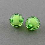Abalorios de acrílico transparentes, talón en grano, facetados, redondo, verde lima, 10mm, agujero: 2 mm, aproximamente 1040 unidades / 500 g