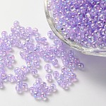Perles acryliques transparentes écologiques, ronde, couleur ab , lilas, 4mm, Trou: 1.5mm, environ 1700 pcs/50 g