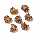 Акриловый шарик, золотой металл обвитыми, лист, Перу, 10.5x13x4.5 мм, отверстие : 1.8 мм