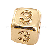 Латунные микро проложить кубического циркония бусы ZIRC-L091-021G-03