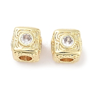 Латунные микро проложить кубического циркония бусы KK-C051-28G-03