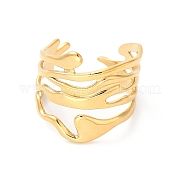 Ion Plating(IP) 304 Stainless Steel Twist Wave Open Cuff Ring for Women RJEW-K245-30G