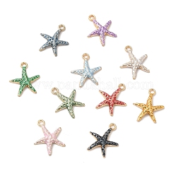 Pendentifs en alliage d'émail écologiques, charme étoile de mer, couleur mixte, 16x14x2.5mm, Trou: 1.5mm