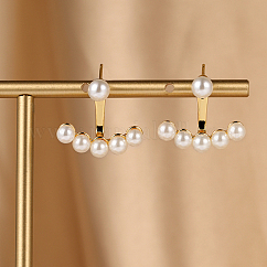 Véritables boucles d'oreilles en alliage plaqué or 18 carat, avec des perles d'imitation de perles, ronde, 20x20mm