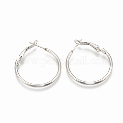 Orecchini a cerchio in acciaio inossidabile 304 anti-ossidazione, colore acciaio inossidabile, 12 gauge, 30x2mm, ago :0.8mm