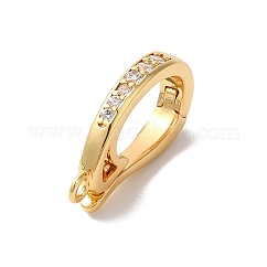 Ganci pendenti accorciatori potenziatori in ottone con micro pavé di zirconi trasparenti, balle incernierate, cadmio & nichel &piombo libero, con il ciclo, vero placcato oro 18k, 17x10x2.5mm, Foro: 1.2 mm
