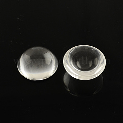 Demi transparente cabochons de verre ronde, clair, 20~21x8.5~10mm