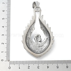 304ステンレススチール製ビッグペンダント  レトロなスタイル  アンティークシルバー  天使と妖精  58x34.5x7.5mm  穴：11x7mm&nbsp;STAS-B077-02AS-04