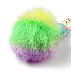 Брелок с подвеской в виде единорога из искусственного меха кролика рекса и искусственной кожи KEYC-K018-01KCG-02