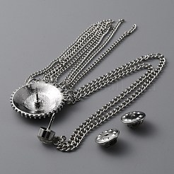 Плоская круглая брошь-цепочка со стразами и эмалью&nbsp;JEWB-WH0030-13B-P