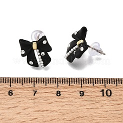 Ohrstecker aus Legierung und Harz mit Perle&nbsp;EJEW-G466-01G