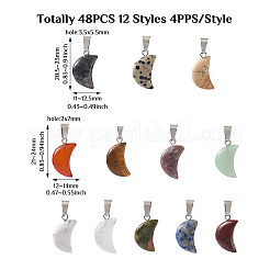 48шт 12 стиля подвески из натуральных драгоценных камней G-FW0001-30