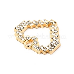 合金クリスタルラインストーンペンダント  ハートチャーム  ライトゴールド  16.5x17.5x2mm  穴：1.6mm&nbsp;ALRI-K048-04LG