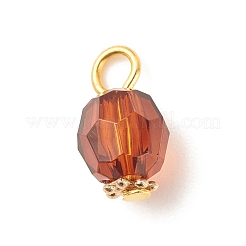 ファセット透明アクリルチャーム  ゴールデントーン鉄パーツ  ラウンド  ミックスカラー  13~13.5x7.5mm  穴：3mm&nbsp;PALLOY-JF01602
