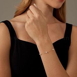 Простые и элегантные браслеты-цепочки из нержавеющей стали 304 и натурального пресноводного жемчуга для женщин FO7311-2