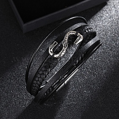 Многониточные браслеты из кожаных шнуров с магнитной застежкой PW-WG89659-01