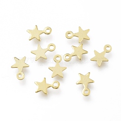 真鍮製チャーム  カドミウムフリー＆鉛フリー  スター  長持ちメッキ  24KGP本金メッキ  5x4x0.3mm  穴：0.5mm&nbsp;X-KK-H739-01A-G