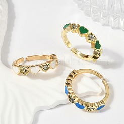 Кольца-манжеты из латуни с микропаве из прозрачного кубического циркония и эмалью для женщин&nbsp;RJEW-L113-033G