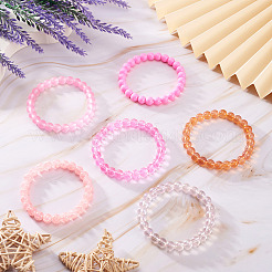 6 Stück 6 Stile 8mm Glas runde Perlen Stretch Armband Sets&nbsp;BJEW-TAC0023