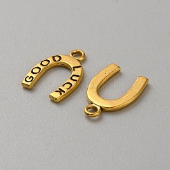 合金ペンダント  幸運を祈るUの文字  アンティーク黄金  17.5x12x1.5mm  穴：2mm&nbsp;FIND-WH20004-28AG