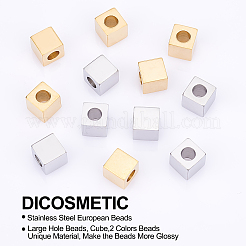 12 шт. 2 цвета 304 нержавеющая сталь европейские бусины STAS-DC0001-90