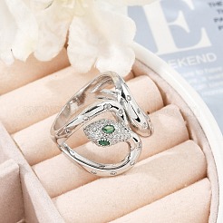 Кольца-манжеты из латуни с микропаве из прозрачного кубического циркония для женщин и мужчин RJEW-Z080-03P