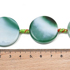 天然縞瑪瑙コインビーズ連  染め＆加熱  フラットラウンド  シーグリーン  29~30.5x7~7.5mm  穴：2mm  約10個/連  15.20~15.55''（38.6~39.5センチメートル）&nbsp;GG-CBAE0EB-06C
