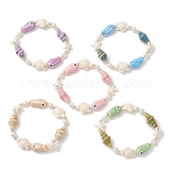 Braccialetti elastici in turchese sintetico&nbsp;BJEW-JB13556