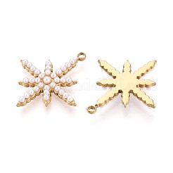 Подвески в форме звезд из нержавеющей стали 304 и искусственного жемчуга ABS STAS-T071-20G
