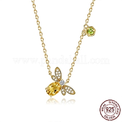 Abeille 925 colliers pendentif zircone cubique en argent sterling pour les femmes&nbsp;NJEW-BB72243