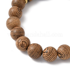 2 комплект из 2 браслетов из натурального тигрового глаза и дерева с круглыми бусинами для мужчин и женщин BJEW-JB12350