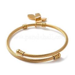 Браслеты-манжеты из нержавеющей стали с подвесками в виде бабочки BJEW-G719-20G